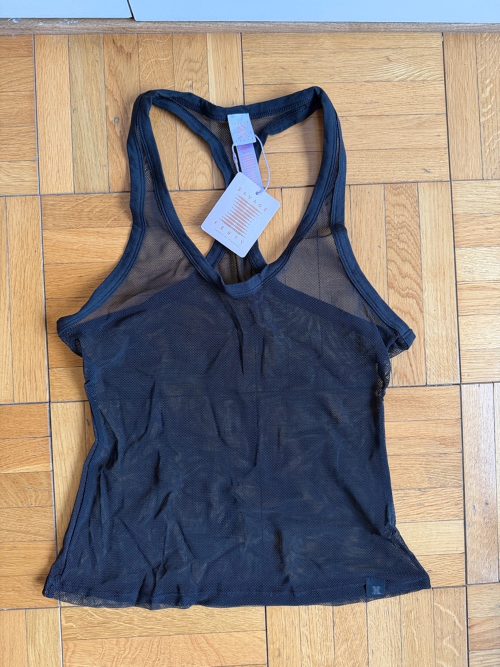 Fenty Active Black Mesh Racerback Tank Top